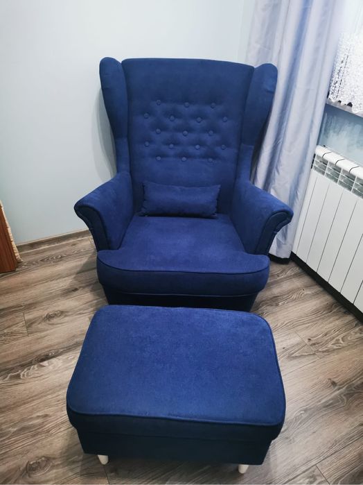 Fotel uszak + podnóżek ( Skandynawski )