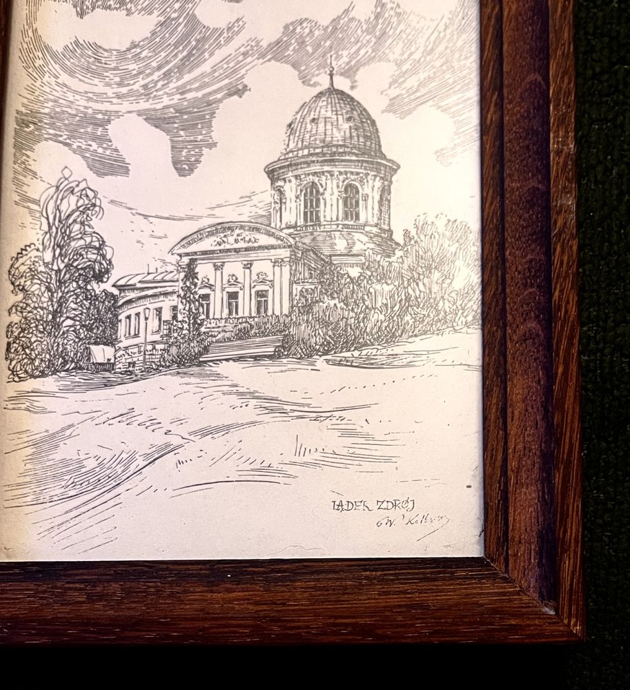 Grafika „Lądek Zdrój” - Władysław Kolbusz - 1988r