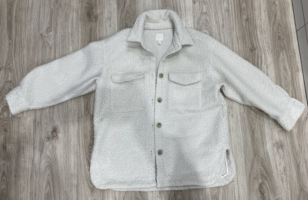 Baranek kurtka koszula H&M złamana biel L