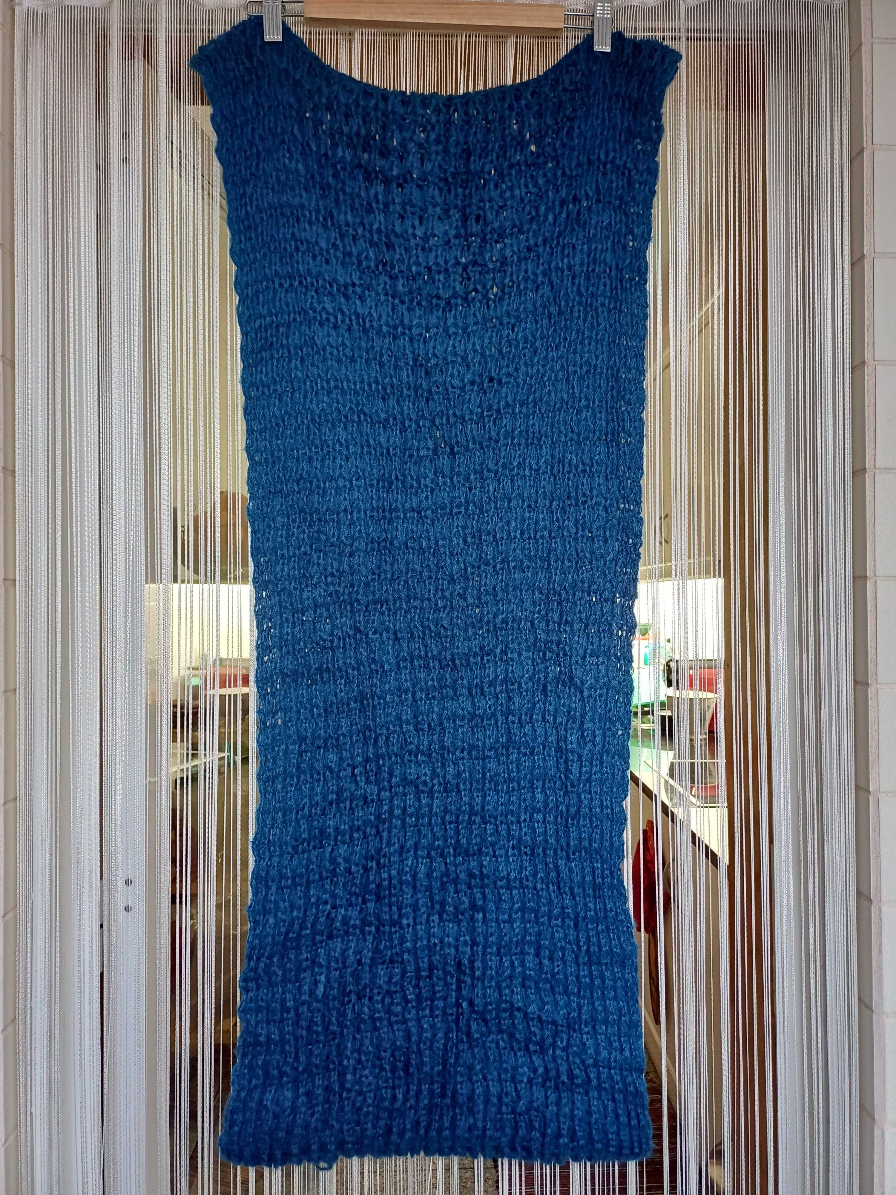 Lindo cachecol azul de Inverno, tipo gola