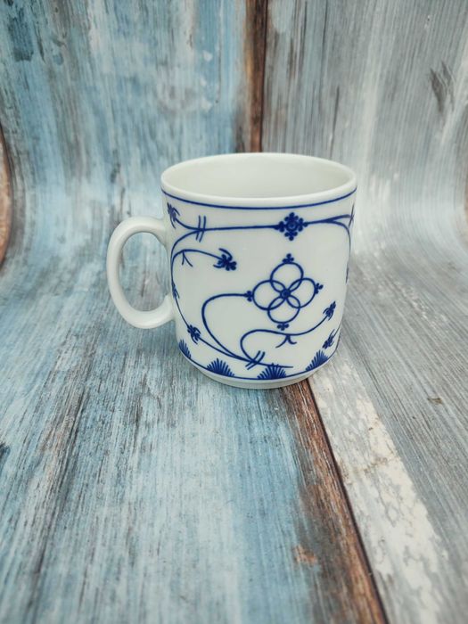 Porcelanowy kubek wzór słomkowy - Indisch Blau - Kronester