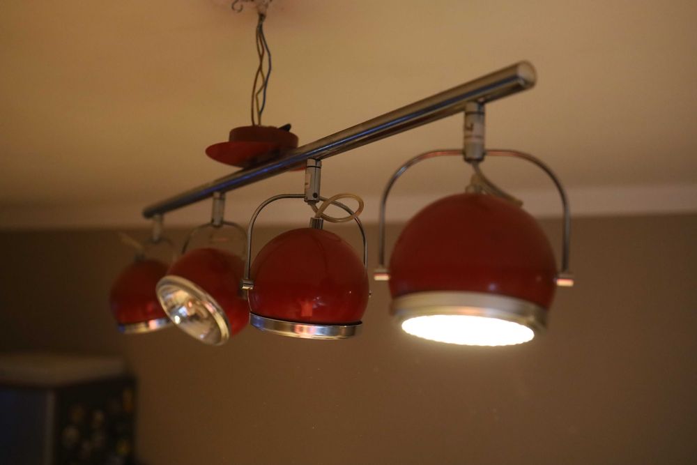 Lampa sufitowa czerwono-srebrne