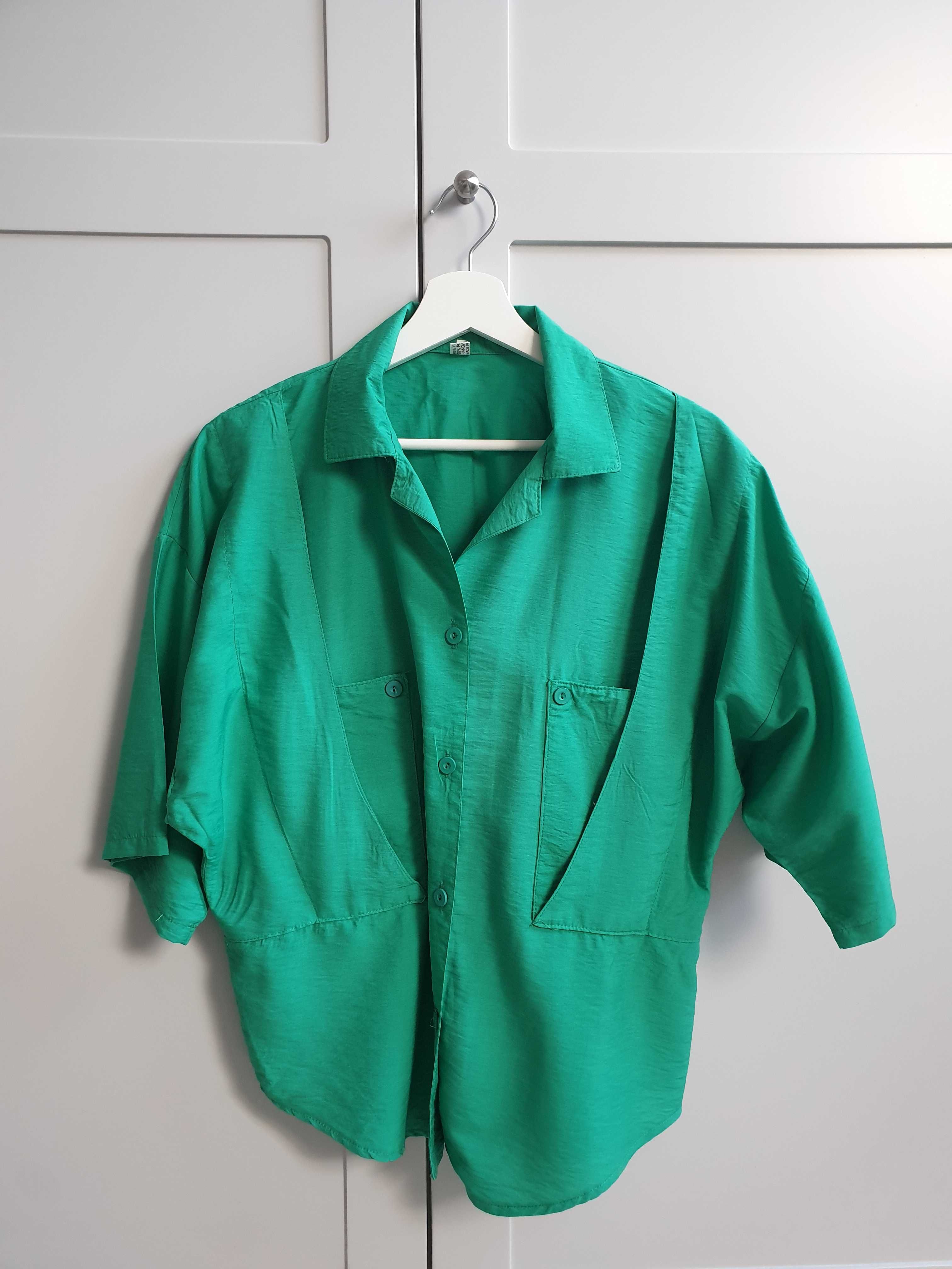 Szmaragdowy zielony komplet kostium sukienka Vintage spódnica 42