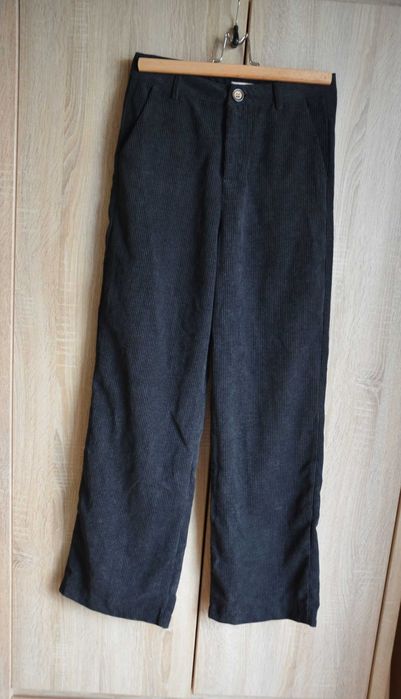 Spodnie sztruksowe szerokie kuloty długie wysoki stan M S 38 36