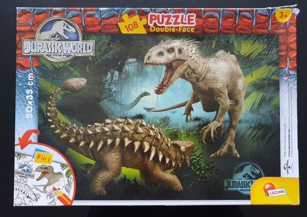 Puzzle dinozaury z kolorowanką Jurassic World 108el.