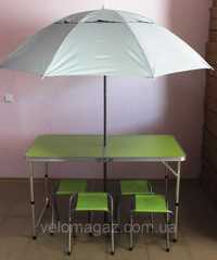 Столик раскладной со стульчиками и зонтом.