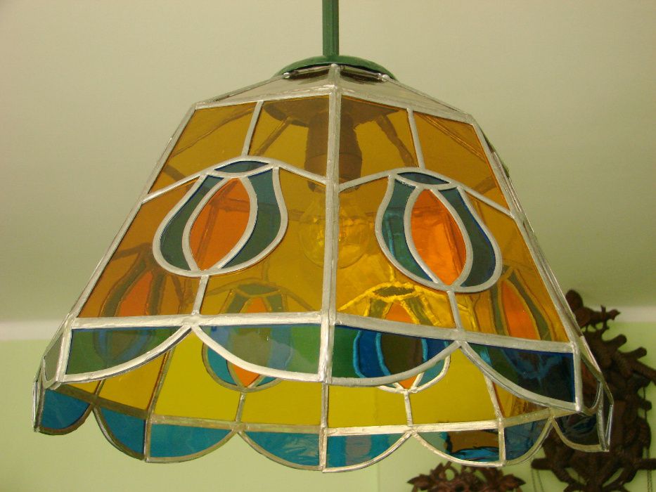 stara oryginalna lampa witrażowa