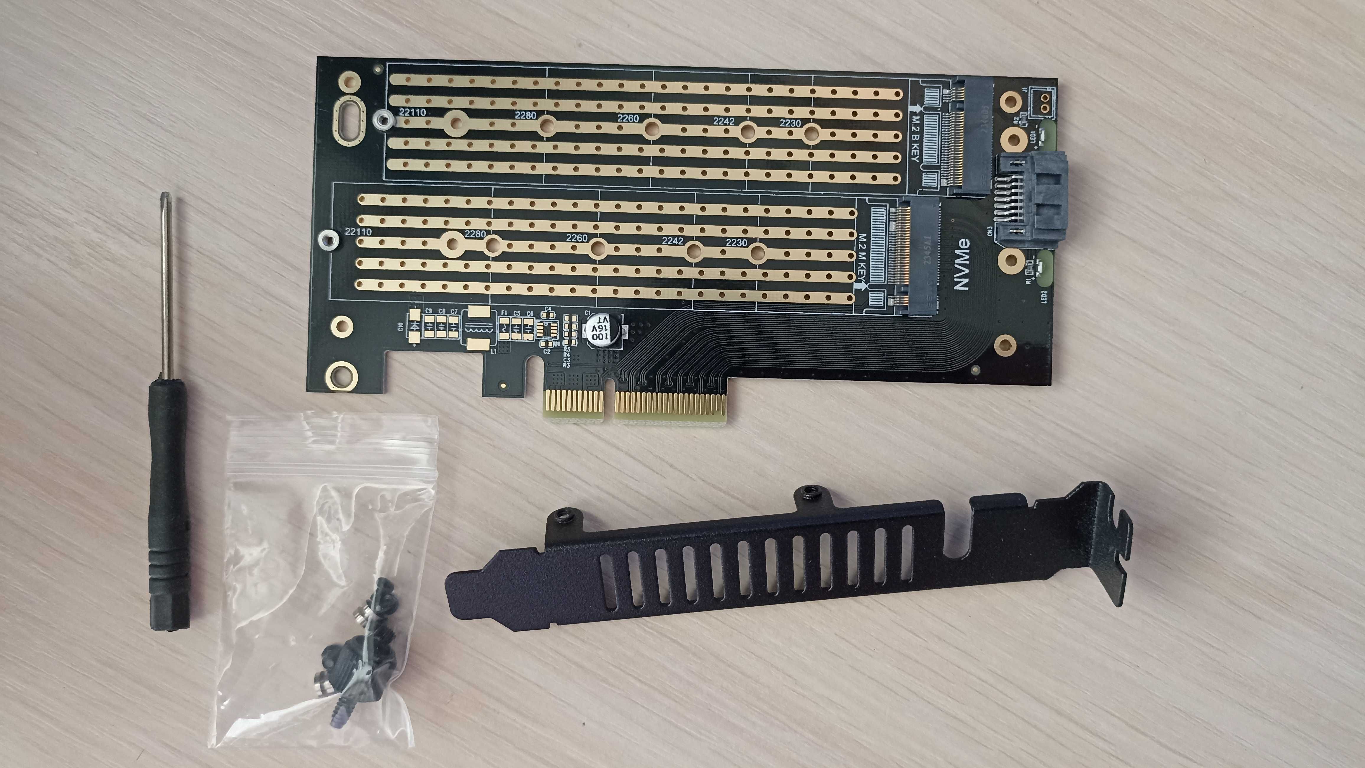 Плата розширення M.2 NVMe/NGFF SSD на PCI-E X4/X8/X16