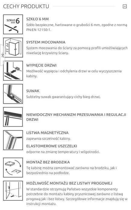 NOWE !!! Drzwi wnękowe prysznicowe , przesuwne , czarne IDEA BLACK DWJ