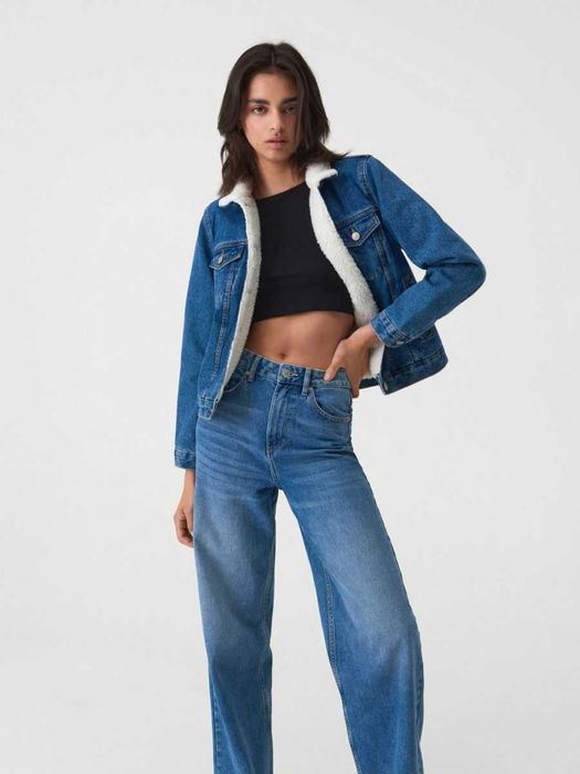 Kurtka jeansowa sherpa damska rozmiar XS 34 Sinsay