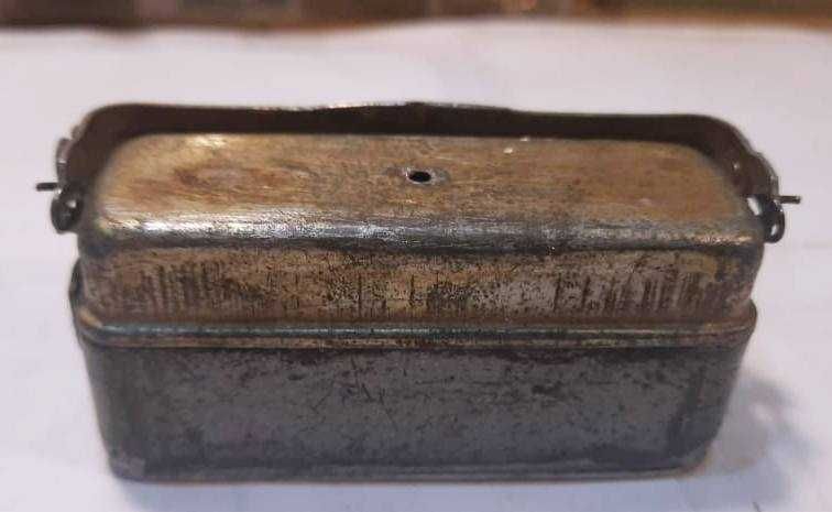 Mini skrzynka narzędziowa z kalafonia, lutowanie - vintage retro PRL