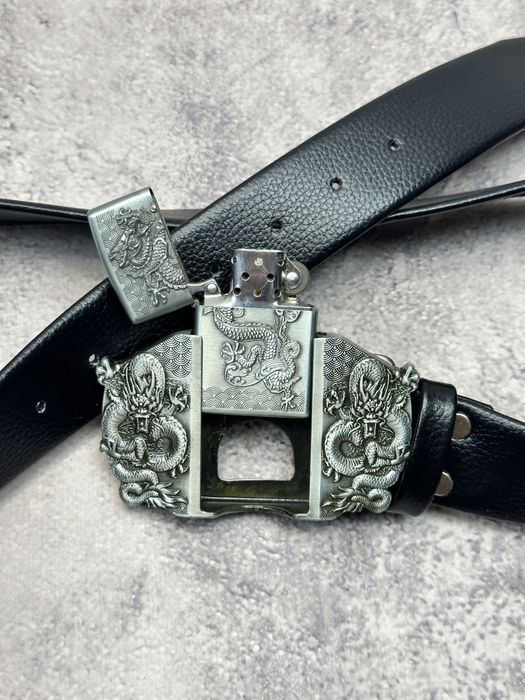 Кожаный ремень с зажигалкой в пряжке зажигалка с ножом з ножем stussy
