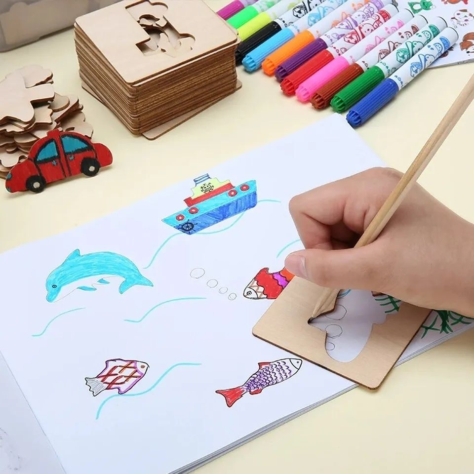 Трафарети монтессори монтесорі дитячі розмальовки дерев'яні деревянние