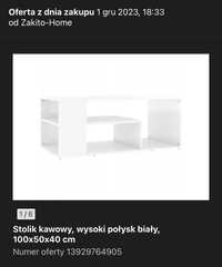 Stolik Kawowy połysk biały