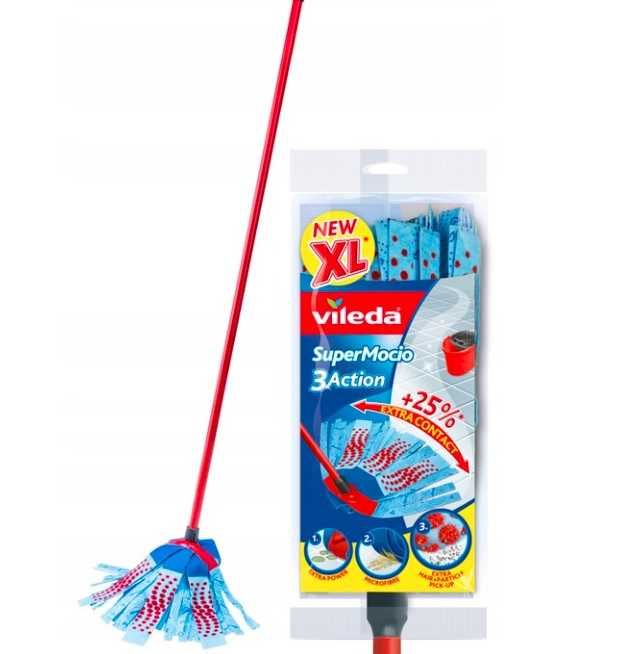 VILEDA mop paskowy wkład do mopa SuperMocio XL 3ACTION Okrągły