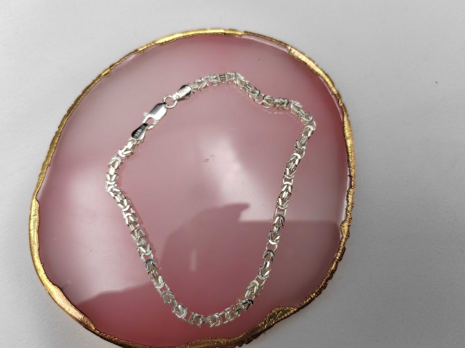 NOWA Srebrna Bransoletka Splot Królewski 19cm / Srebro 925