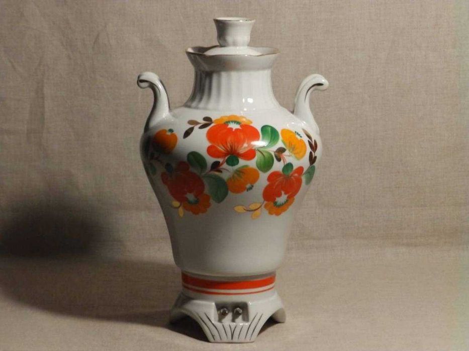 Фарфоровый электрический самовар СССР 1970-е Ручная роспись! ЛЮКС!!!