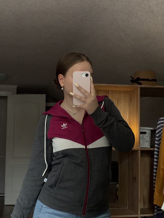 Кофта Зіпка Жіноча адідас adidas вінтаж з капюшоном на блискавці