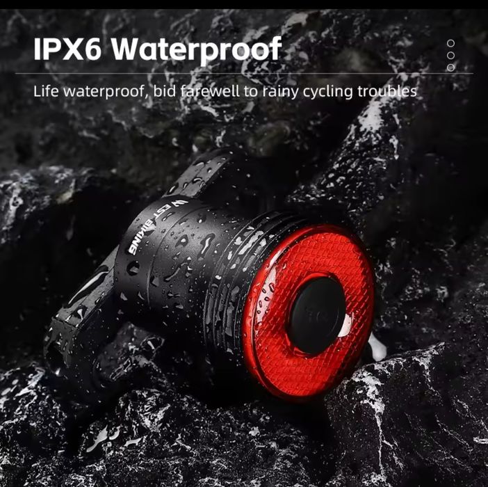 lampa rowerowa tylna WEST BIKING, auto wł + hamowanie, 400 mAh