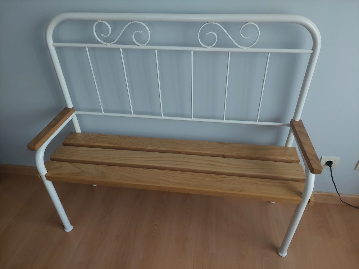 Banco vintage em ferro e madeira 125cm