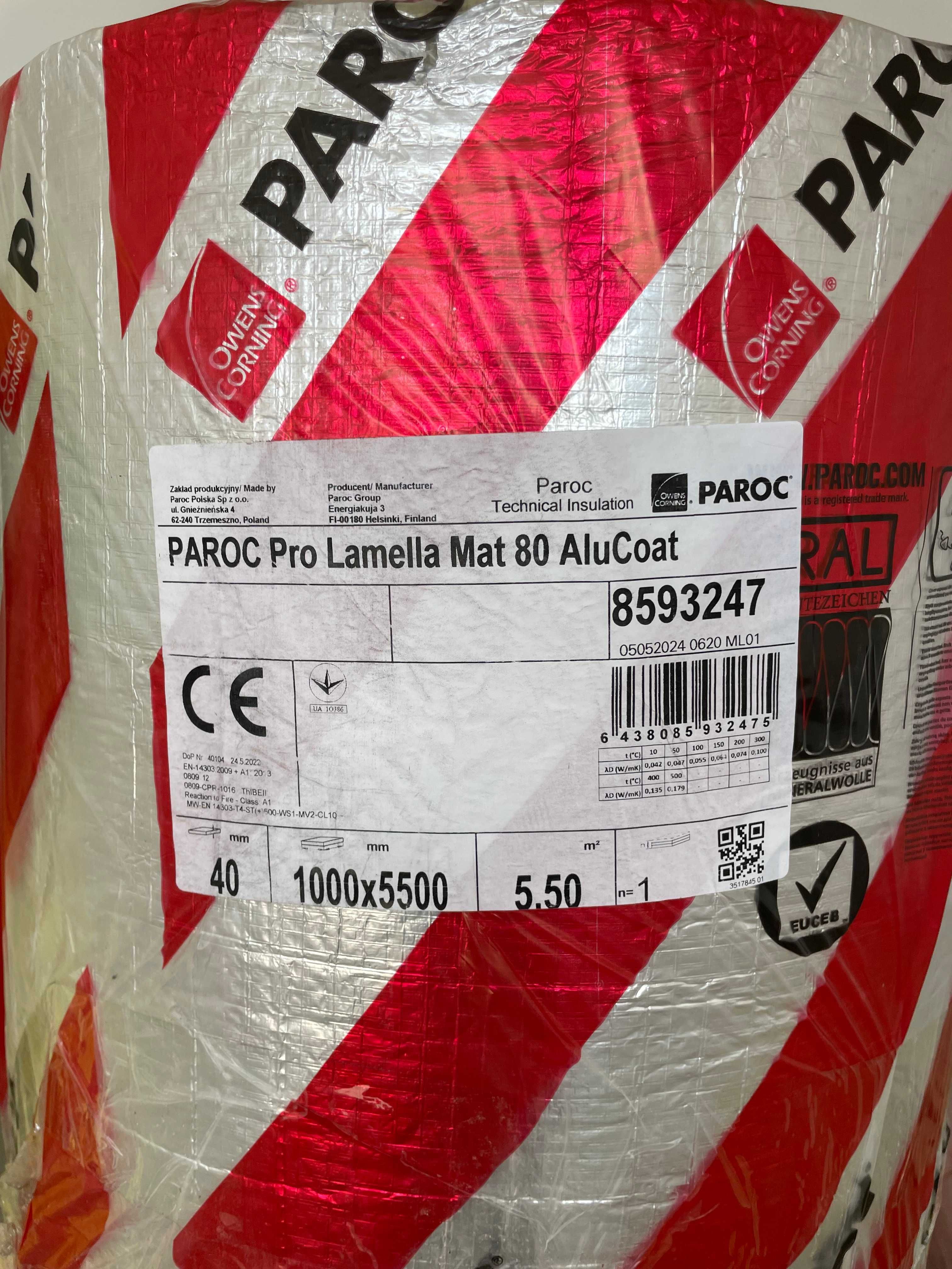PAROC Pro Lamella Mat 80 AluCoat 40 mm - 5.5 m2 NOWA - 1 rolka