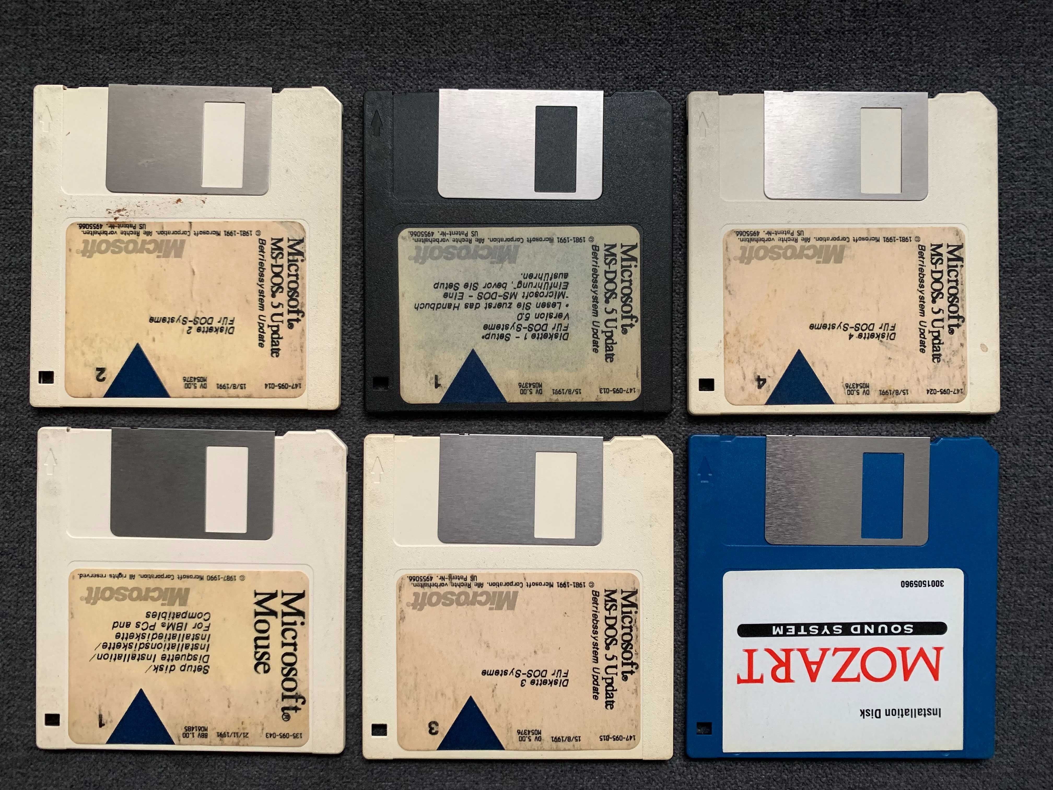zabytkowe dyskietki komputerowe oryginalne 1991 rok update Micfosoft