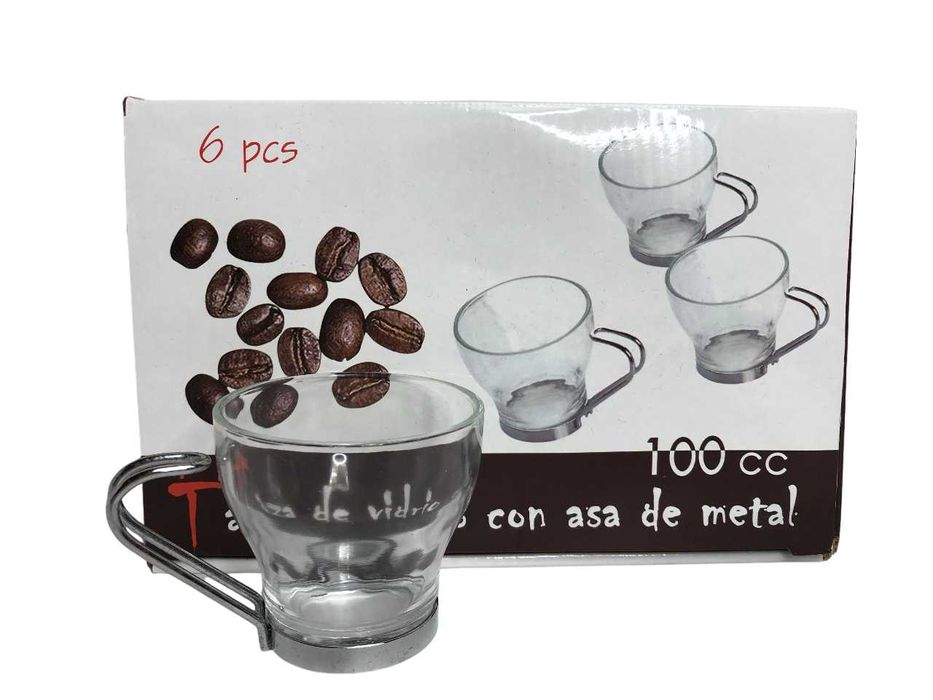 2635 Zestaw Komplet Filiżanek Do ESPRESSO Szklane 100ml 6szt