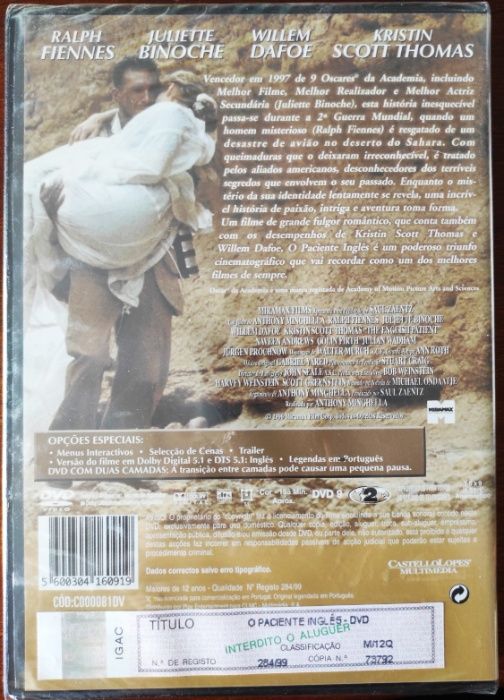 O Paciente Inglês - The English Patient - 1996 - DVD