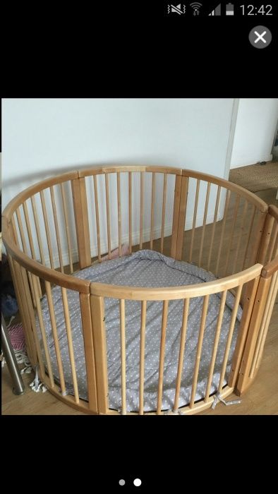 Very large wooden baby playpen (120cm) with playmat