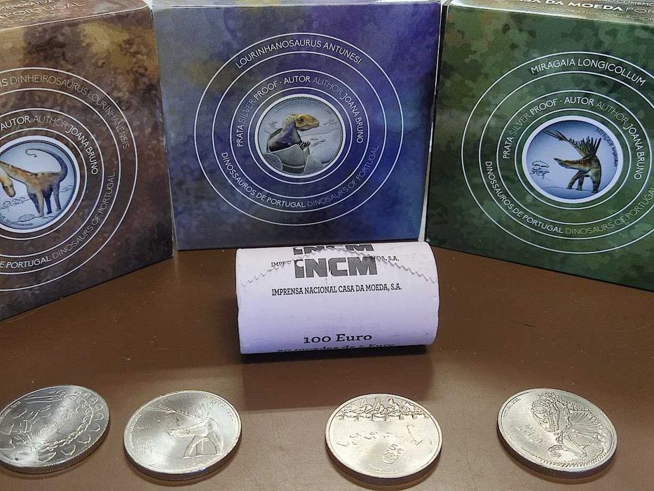 Moeda dinossauro Proof em prata 5€