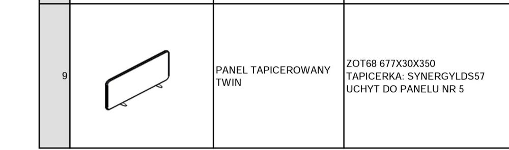 Panel biurkowy, przegroda na biurko, ścinka biurkowa 67x35 cm MDD