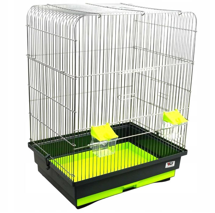 Klatka dla ptaków 60 cm ocynk – 2 karmniki, szuflada, 1 cm