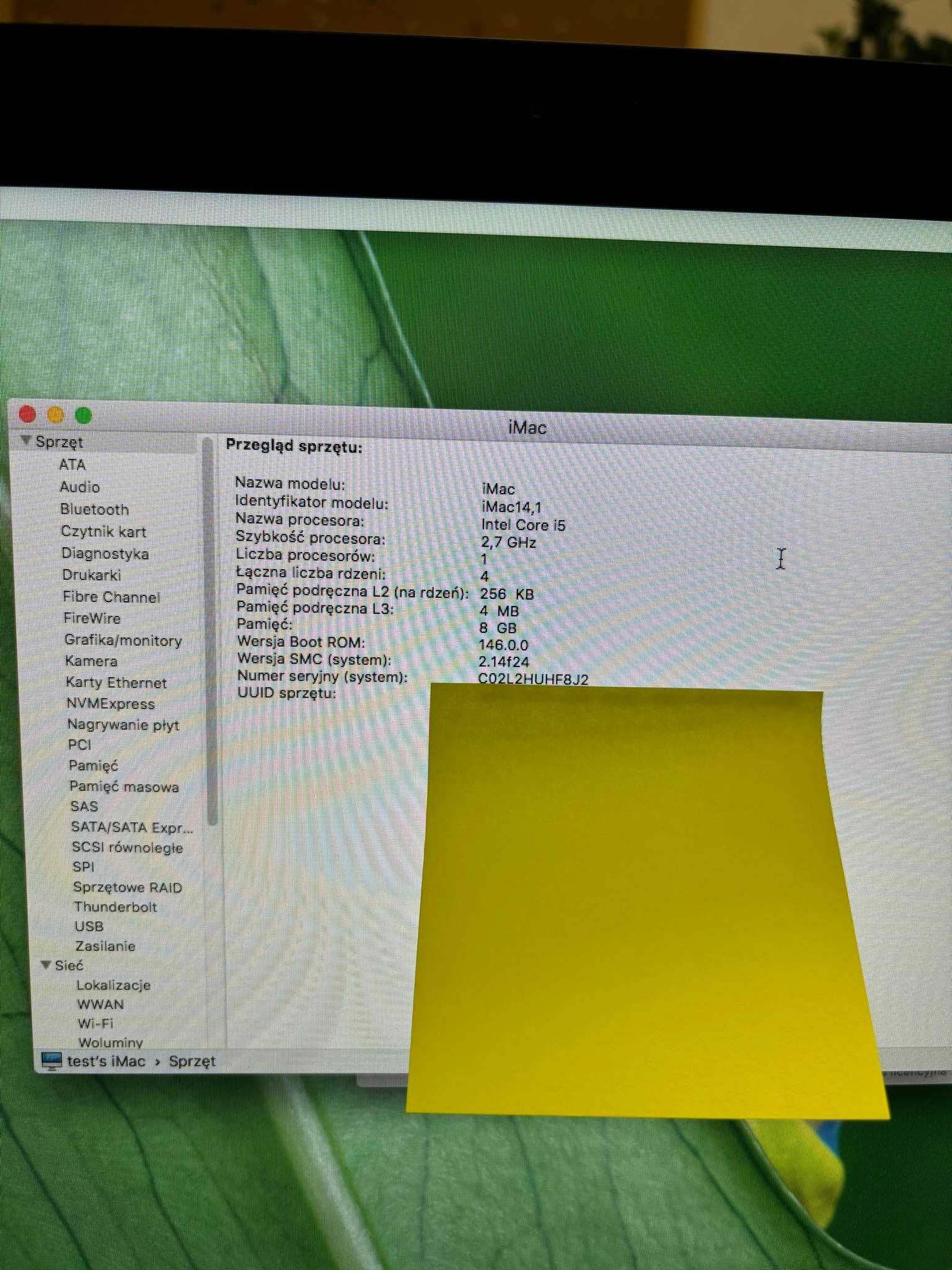 Imac Apple 21 cali Intel Core i5