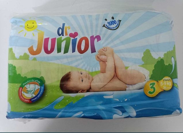 Дитячі підгузки Dr Junior 3 р., 5-9 кг., 36 шт. Ціна за всі 500 грн.