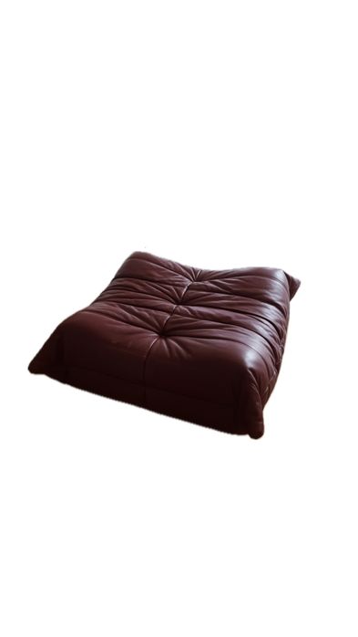 Oryginalny podnóżek Togo Ligne Roset skóra Bordeaux, rzadki kolor