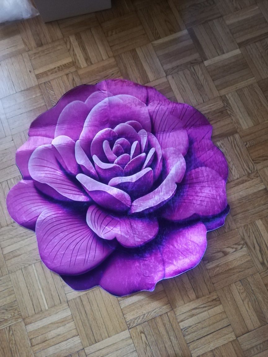 Dywanik/dywan podłogowy 80/80 cm róża 3D