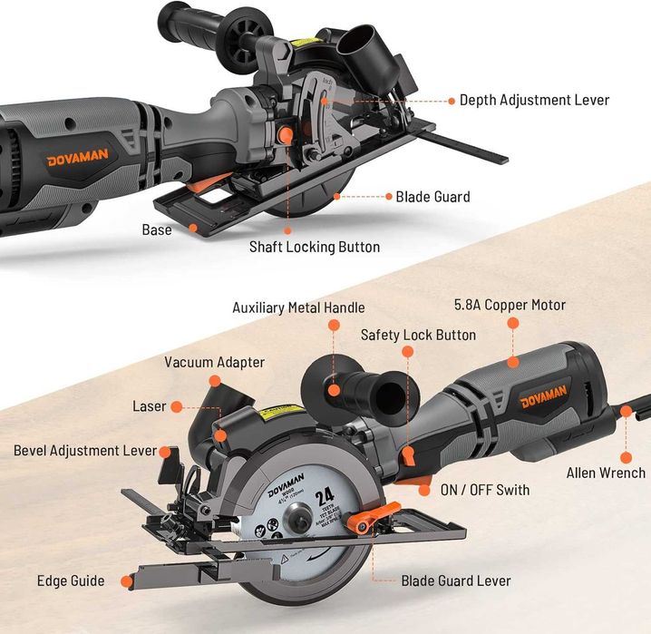 Pilarka tarczowa Ręczna piła tarczowa Laser 115mm 710W- DOVAMAN MCS01A