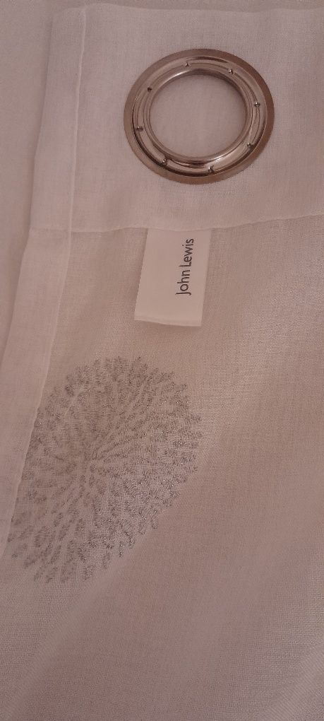 Curtain voil white silver embroidery