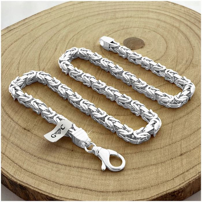 Potężny Gruby Łańcuch Męski Splot Królewski, 55 cm 7 mm Srebro 925 Peł