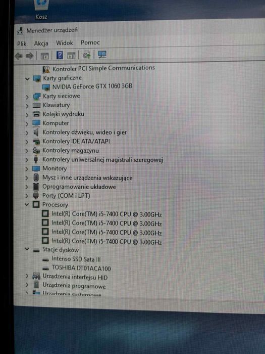 Komputer do gier / Gtx 1060 3GB / Intel i5 7400 / 16GB RAM / SSD