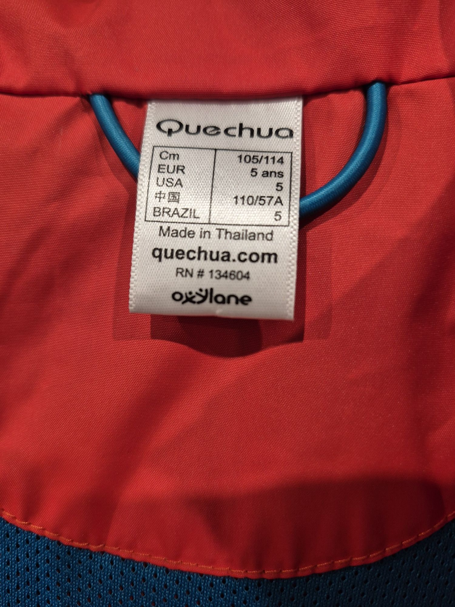 Kurtka przeciwdeszczowa/wiatrówka Quechua rozmiar 105 - 114cm