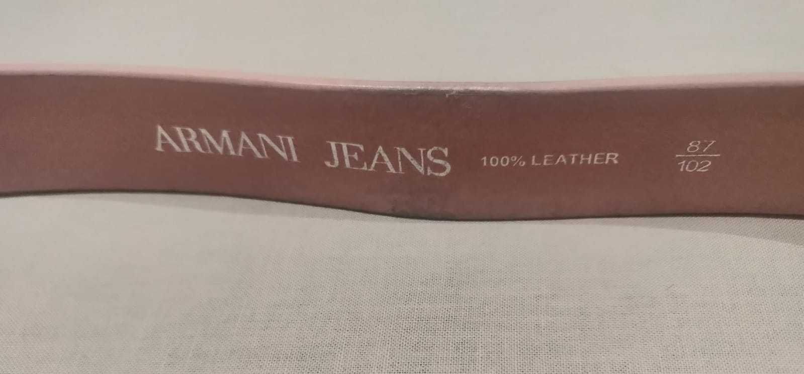 Armani Jeans pasek damski pudrowy róż do spodni okazja