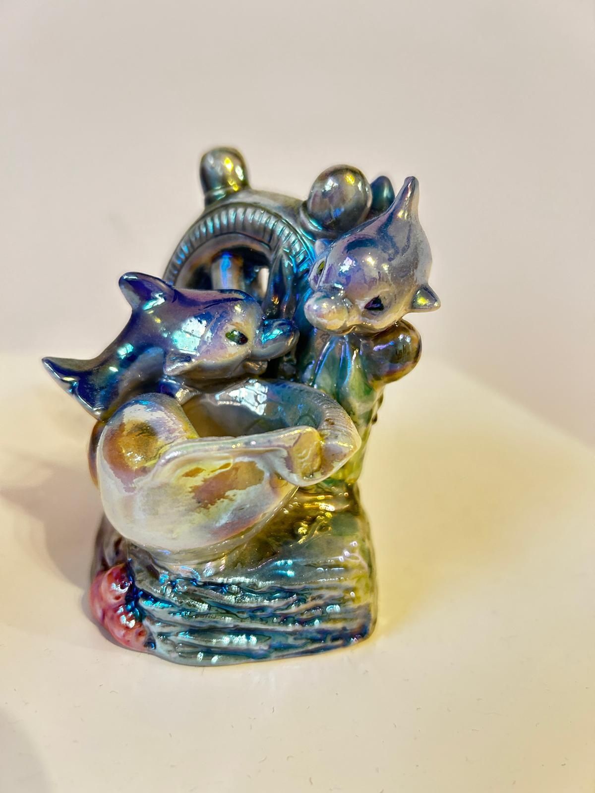 Dekoracja figurka ceramiczna ster delfinki