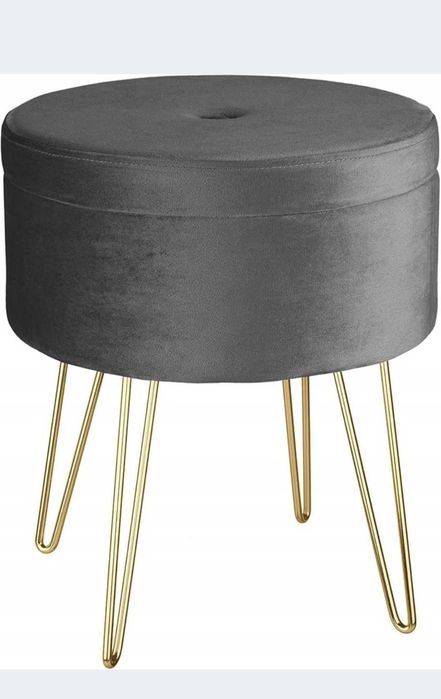 Nowa pufa okrągła szara tapicerowana stolik stołek 3w1