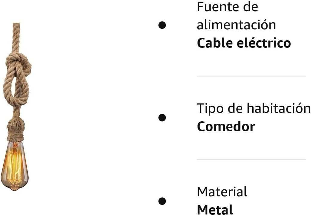 Candeeiro de corda de cânhamo suspenso vintage retro steampunk - NOVO