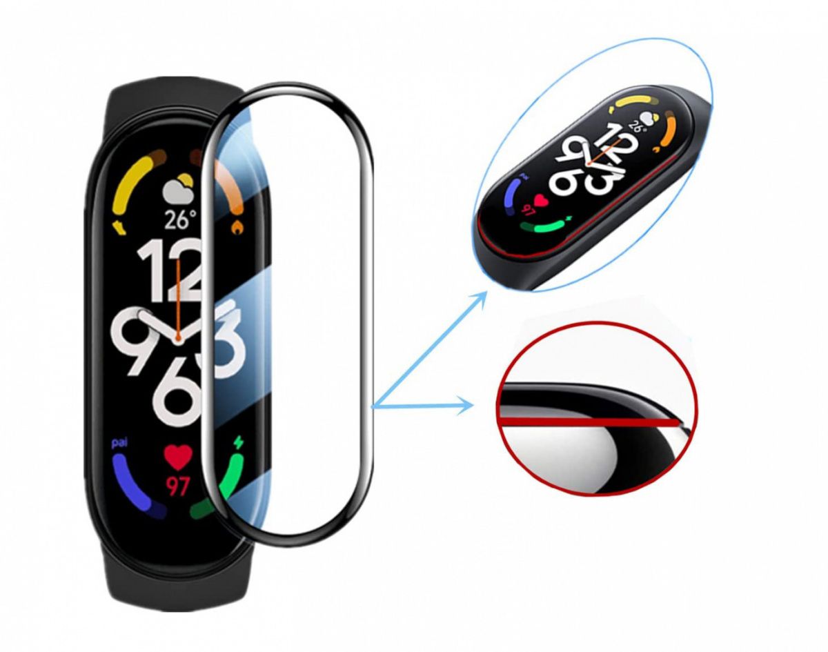 2x Szkło Ochronne Hybrydowe Black Do Xiaomi Mi Band 7