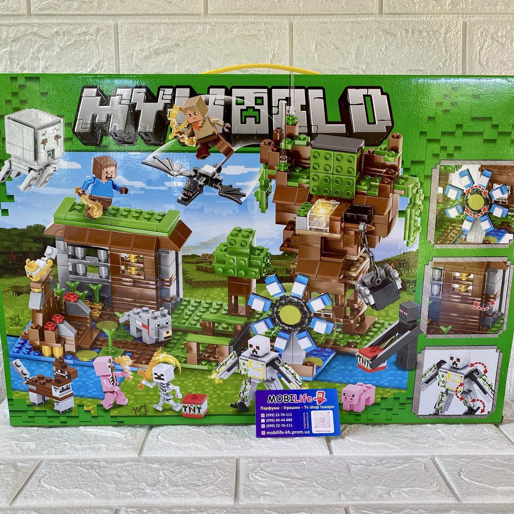 Конструктор Minecraft Майнкрафт 653 деталей 12 фигурок Дом с Мельнецей