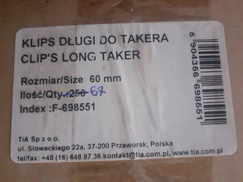 Klipsy długie do takera, i haki podwójne do betonu do