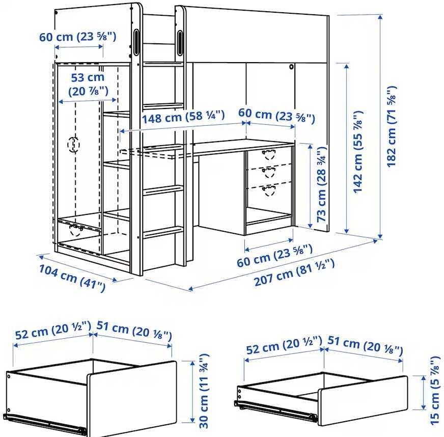 Łóżko z biurkiem  IKEA