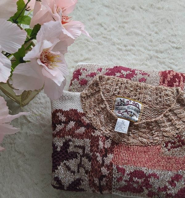 Heirloom Collectibles retro sweter z 1993 r  bawełna ramie 40 L wzór